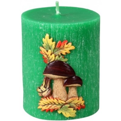 Nohel Garden Svíčka HŘIBY VÁLEC zdobená vyřezávaná d6x7cm – Zboží Mobilmania