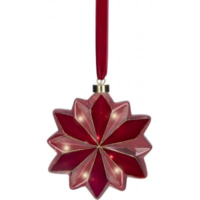 Skleněná ozdoba LED květina, 19 cm, červená, Kaemingk – Hledejceny.cz