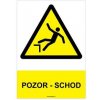 Piktogram POZOR - SCHOD - bezpečnostní tabulka, plast A4, 2 mm