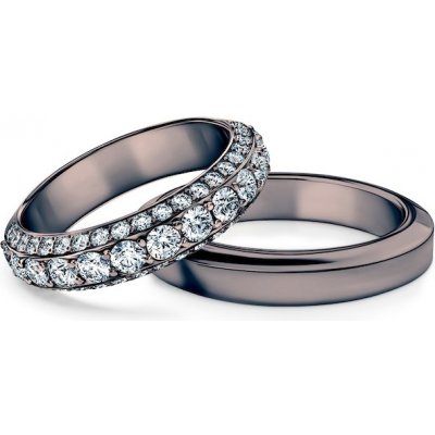 Savicki Snubní prsteny černé zlato s drážkou diamanty SAV OBR M2 D CZ – Zboží Mobilmania
