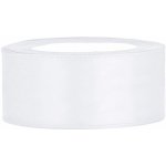 PartyDeco Stuha saténová bílá 25 mm x 25 m - bílé saténové široké dekorační stuhy 2,5 cm x 25 m na svatební výzdobu – Zboží Dáma