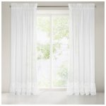 Průsvitný závěs bílé barvy s volány Šírka 140 cm | Dĺžka 270 cm biela Nezatemňující závěsy Tunel – Hledejceny.cz