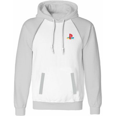 CurePink: mikina s kapucí Playstation: Classic Logo bílá – Hledejceny.cz