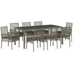 OMAXI 890962 Zahradní jídelní souprava 9 pcs Šedá Poly ratan – Hledejceny.cz