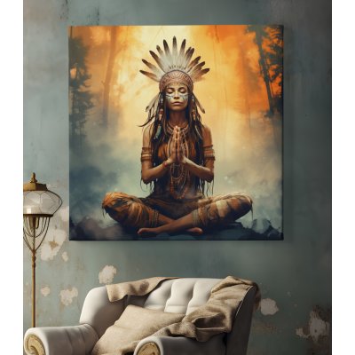 Obraz na plátně - Meditace, indiánská dívka v pralese FeelHappy.cz Velikost obrazu: 140 x 140 cm – Hledejceny.cz