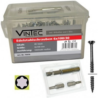 Vintec Nerezové šrouby 6x100 T30, 85 ks 75076V – Zbozi.Blesk.cz