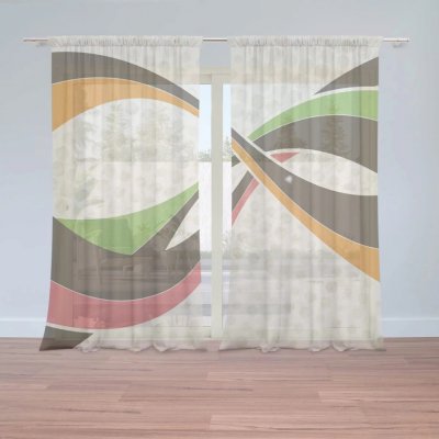 Záclony Retro abstrakce: 2 ks - 150x250 cm - Sablio – Hledejceny.cz