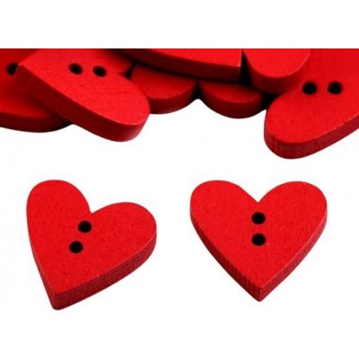 Dřevěný dekorační knoflík srdce (5ks) - červená – Hledejceny.cz