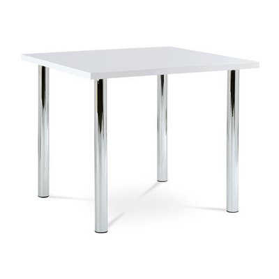 Moderní jídelní stůl Autronic Jídelní stůl 90x90 cm, chrom / vysoký lesk bílý (AT-1913B WT) (2xKarton)
