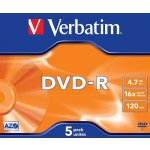 Verbatim DVD-R 4,7GB 16x, AZO, slim box, 5ks (43519) – Zbozi.Blesk.cz