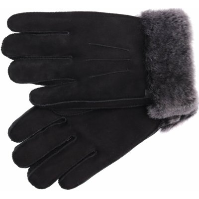 Splus Kožešinové rukavice prstové PR78 černé s melírovaným vlasem kožešiny povrch velur – Zboží Mobilmania