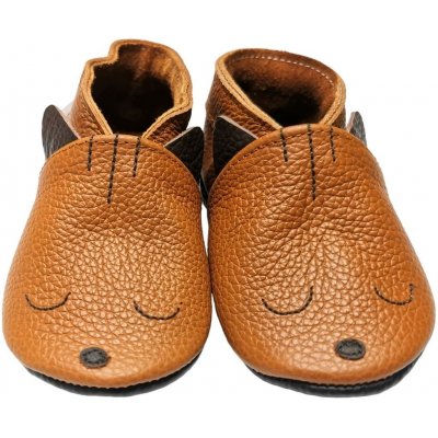 Ebooba kožené capáčky s koženou podrážkou jelen hnědá – Zboží Mobilmania