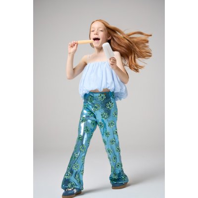 Pinko Up kalhoty s flitry Flower blue – Hledejceny.cz