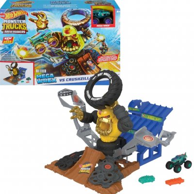 Hot Wheels Autodráha Monster Trucks Mega-Wrex versus Crushzilla v aréně – Zboží Mobilmania