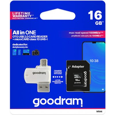 Goodram MicroSDHC 16 GB Class 10 M1A4-0160R12 – Zboží Mobilmania