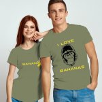 tričko s potiskem Párová trička I love Bananas Khaki