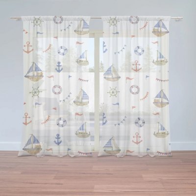 Sablio Záclony Na vlnách oceánu: 2ks 150x250cm – Hledejceny.cz