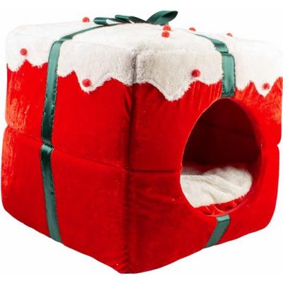 Duvo+ Stan Vianočný domček pre mačky 2v1 červený 40 x 40 x 40 cm – Zbozi.Blesk.cz