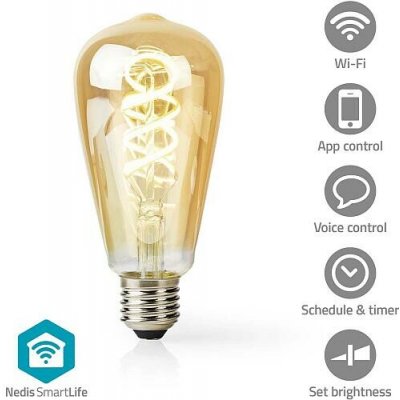 Nedis Wi-Fi Smart Bulb E27 4,9W LED žárovka , s vláknem, pro chytrý dům, E27, ST64, 4,9W, 230V, 360lm, teplá až studená bílá, stm – Zboží Živě