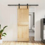 vidaXL Posuvné dveře Přírodní a černá 70 x 210 cm – Zboží Mobilmania