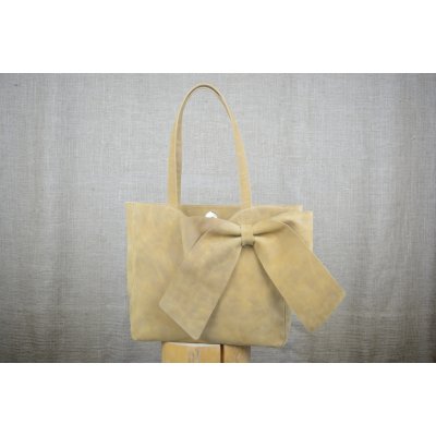 Dámská kožená kabelka s mašlí A4 žlutá kůže