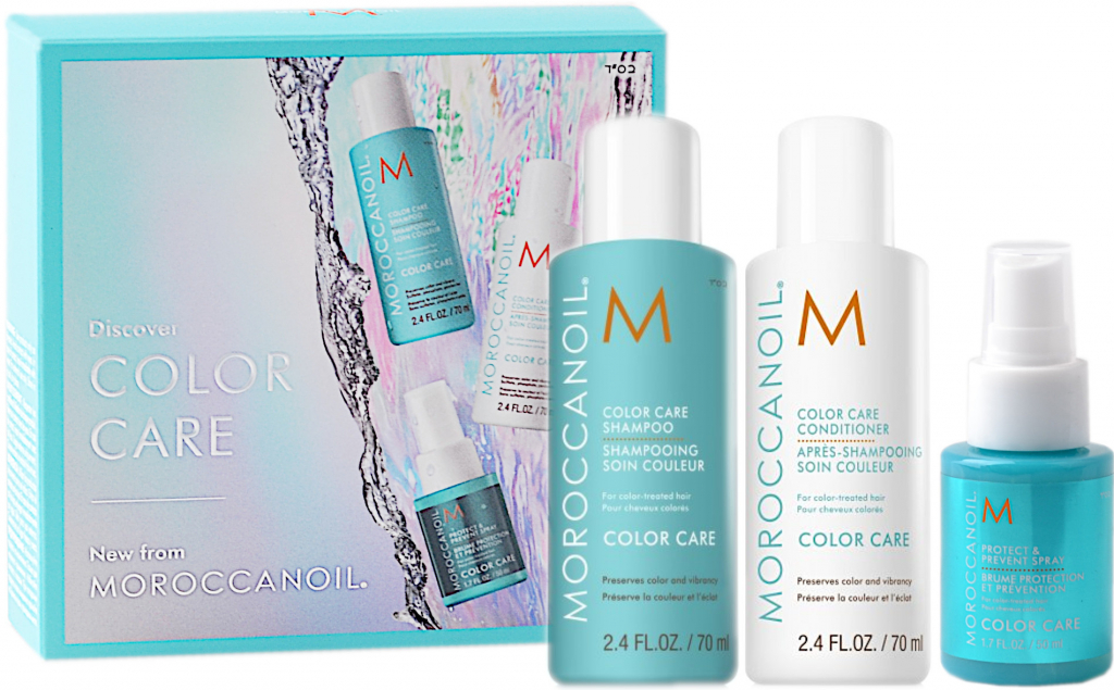 Moroccanoil Color Care ochranný kondicionér pro barvené vlasy 70 ml + ochranný šampon pro barvené vlasy 70 ml + Color Care ochranný sprej pro barvené vlasy 50 ml kosmetická sada