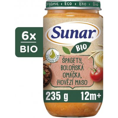 Sunar BIO příkrm špagety, boloňská omáčka a hovězí maso 6 x 235g