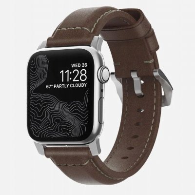 Nomad Traditional Band kožený řemínek se stříbrnými detaily pro Apple Watch Ultra 49mm 8/7 45mm/6/SE/5/4 hnědá NM1A4RST00 – Hledejceny.cz