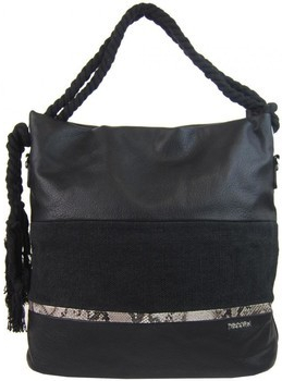 Tessra velká dámská kabelka s lanovými uchy 4543-BB černá