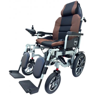 Zoela 6005XL Elektrický Invalidní vozík 52 cm polohovací Stříbrný rám Hnědé polstrování – Zboží Dáma