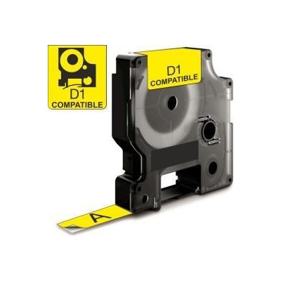 Páska AltPrint [Dymo] D1, 6mm (43618) žlutá, černý tisk, 7m