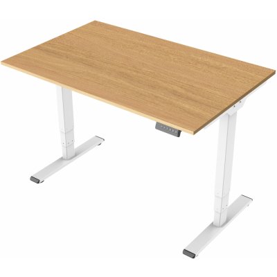 DELSO Elektrický výškově nastavitelný stůl MIDJUSTER - 140 cm, 80 cm, Bílá, Dub Vicenza – Sleviste.cz
