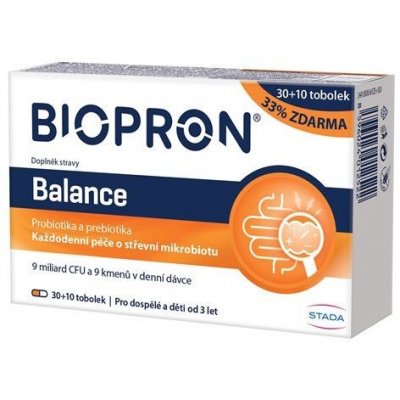 Biopron Balance probiotika a prebiotika pro každodenní péči o střevní mikrobiotu 30+10 tobolek – Hledejceny.cz