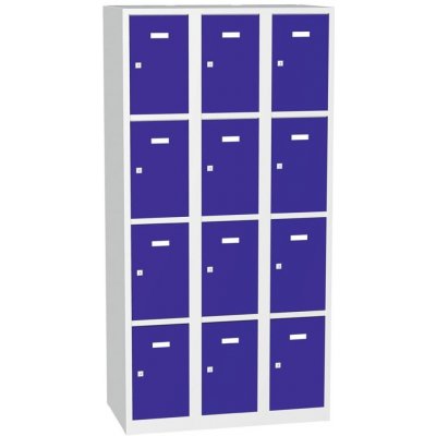KOVONA Kovová skříň s uzamykatelnými boxy typ A8334 modrá RAL 5012 C, 7 nohy + uzávěr pro visací zámek – Zboží Mobilmania
