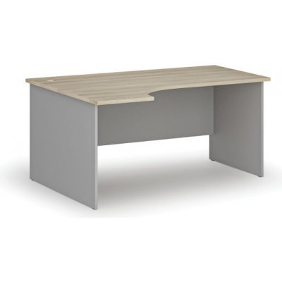 PRIMO GRAY Kancelářský rohový pracovní stůl, 1600 x 1200 mm, levý, šedá/dub přírodní