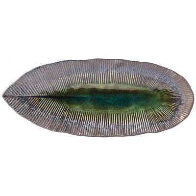 MIJ Servírovací talíř MIDORI 32,5 x 13,5 cm zelená keramika – Zboží Dáma