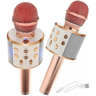 Karaoke mikrofon s reproduktorem rose gold