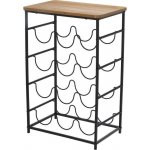 EXCELLENT Kovový stojan na víno a akátový odkládací stolek 12 lahví černá KO-HZ1240380 – Zboží Dáma