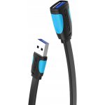 Vention VAS-A13-B300 USB3.0 Male to Female Extension, FLAT, 3m, černý – Sleviste.cz