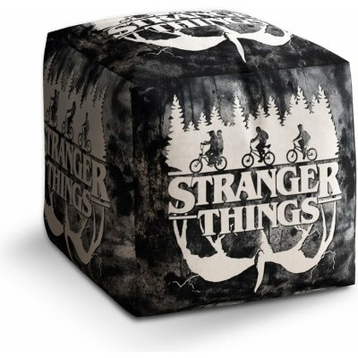 Sablio Taburet Cube Stranger Things White: 40x40x40 cm – Sleviste.cz