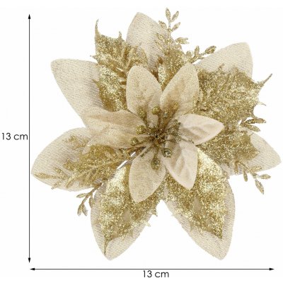 Springos CA0730 VÁNOČNÍ DEKORACE "POINSETTIA" 13X13 CM – Zboží Dáma