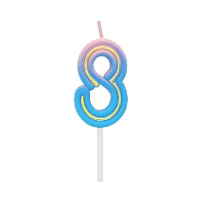Albi Svíčka dortová Neon růžovo-modrá číslo 8 – Zboží Mobilmania
