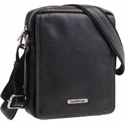 Sendi Design pánská kožená taška přes rameno CT 52005 černá mosaz – Zboží Mobilmania