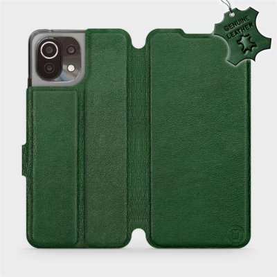 Pouzdro Mobiwear Luxusní kožené flip Xiaomi Mi 11 Lite LTE / 5G - Zelené - L_GRS Green Leather