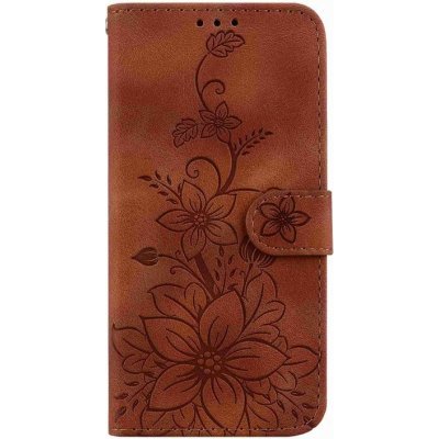 Levné Kryty Peněženkové Embossing Pattern Lilie Sony Xperia 5 V hnědé – Zbozi.Blesk.cz