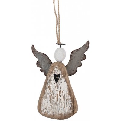 Závěsná dřevěná figurka anděl se srdíčkem Angel Rustic 9*2*13 cm Clayre & Eef – Hledejceny.cz