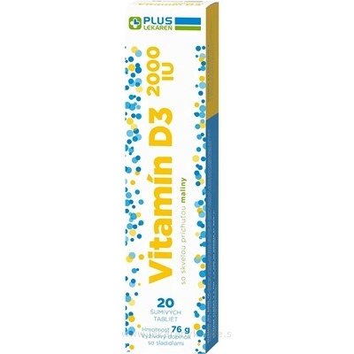 Plus Lékárna Vitamin D3 2000 IU šumivé s příchutí mailny 20 tablet – Hledejceny.cz