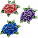 Vyšívaná nášivka - květina (16,0 x 12,5 cm), Barva: Červená – Hledejceny.cz