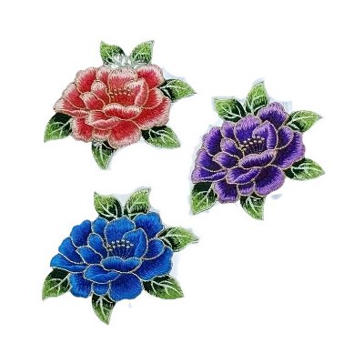 Vyšívaná nášivka - květina (16,0 x 12,5 cm), Barva: Červená – Hledejceny.cz