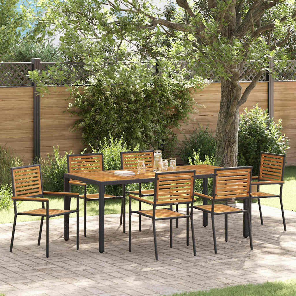 Omaxi 455611 Zahradní jídelní souprava 7 pcs Černá, Dřevo 190 x 90 x 75 cm